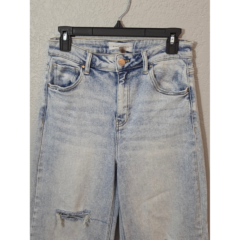 Risen High Rise Frayed Ankle Wide Leg Jeans Light Wash Distressed Womens 9/29 - Picture 3 of 13